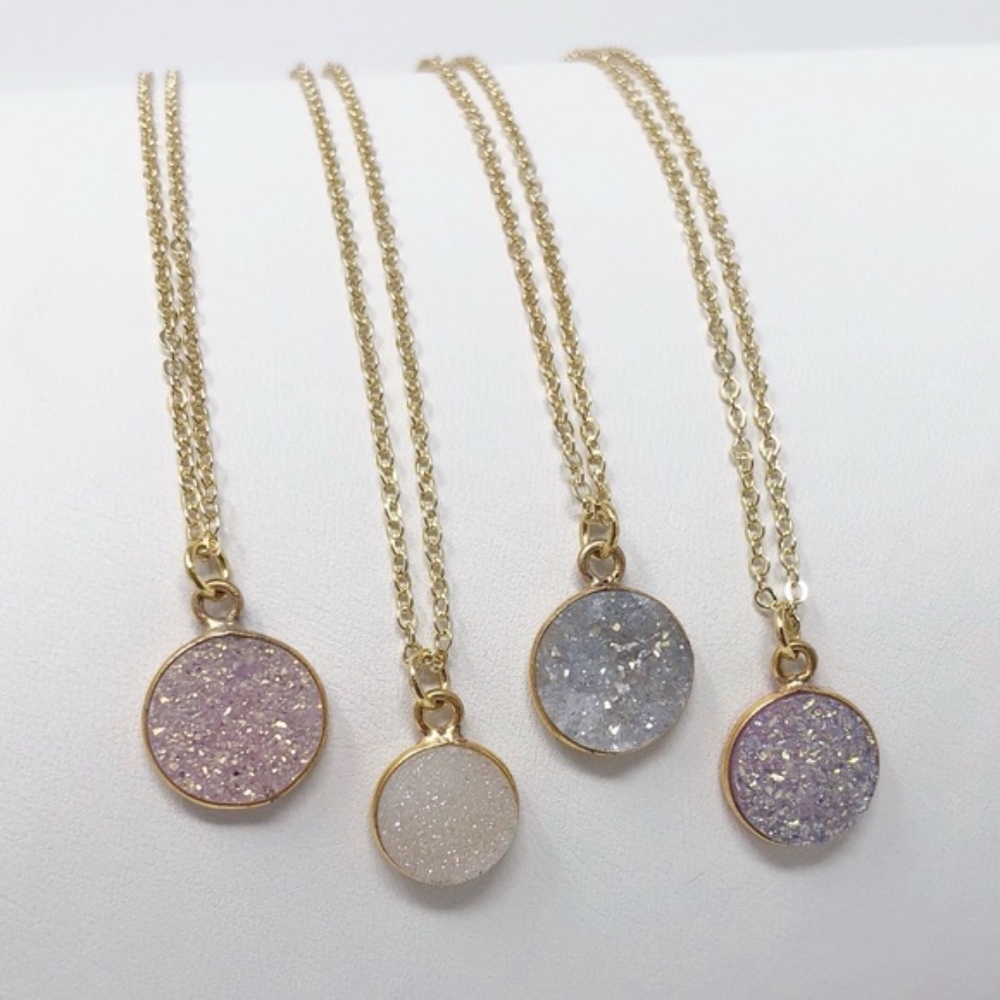 Neutral Round Druzy Necklaces - Picture 6 of 7
